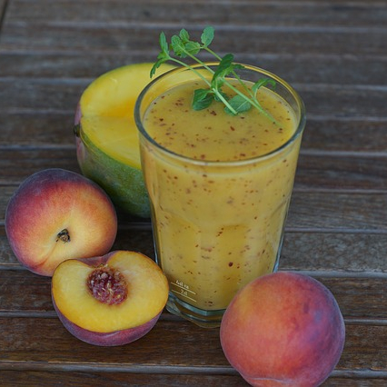 A delicious, nutritious peach smoothie.
